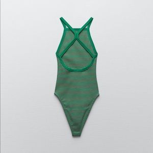 ZARA STRIPED GREEN BODYSUIT